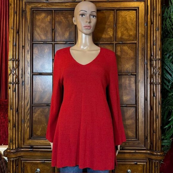 Chico's Stiletto Flutter Sleeve Vneck Sweater - Picture 1 of 11